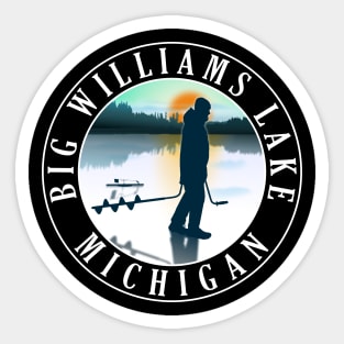 Big Williams Lake Ice Fishing Michigan Sunset Sticker